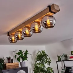 Luminaires Scandinaves-hofstein Plafonnier - Verre Montgomery Écru, Noir, 5 lumières