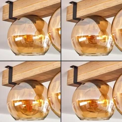 Luminaires Scandinaves-hofstein Plafonnier - Verre Montgomery Écru, Noir, 5 lumières