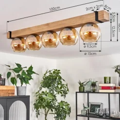 Luminaires Scandinaves-hofstein Plafonnier - Verre Montgomery Écru, Noir, 5 lumières