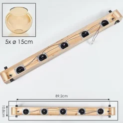 Luminaires Scandinaves-hofstein Plafonnier - Verre Montgomery Écru, Noir, 5 lumières