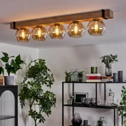 Luminaires Scandinaves-hofstein Plafonnier - Verre Montgomery Écru, Noir, 5 lumières