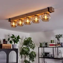 Luminaires Scandinaves-hofstein Plafonnier - Verre Montgomery Écru, Noir, 5 lumières