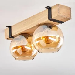 Lampes Industrielles-hofstein Plafonnier - Verre Montgomery Écru, Noir, 2 lumières