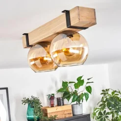 Lampes Industrielles-hofstein Plafonnier - Verre Montgomery Écru, Noir, 2 lumières