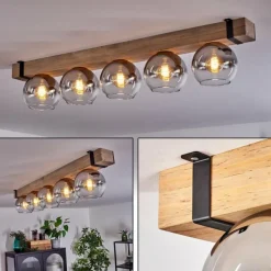 Suspension Verre Fumé-hofstein Plafonnier - Verre Montgomery Écru, Noir, 5 lumières