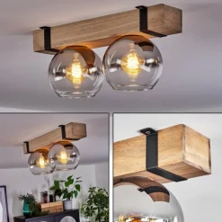 Suspension Verre Fumé-hofstein Plafonnier - Verre Montgomery Écru, Noir, 2 lumières