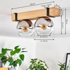 Suspension Verre Fumé-hofstein Plafonnier - Verre Montgomery Écru, Noir, 2 lumières