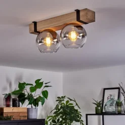 Suspension Verre Fumé-hofstein Plafonnier - Verre Montgomery Écru, Noir, 2 lumières