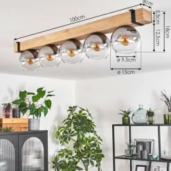 Suspension Verre Fumé-hofstein Plafonnier - Verre Montgomery Écru, Noir, 5 lumières
