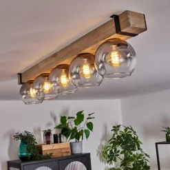 Suspension Verre Fumé-hofstein Plafonnier - Verre Montgomery Écru, Noir, 5 lumières