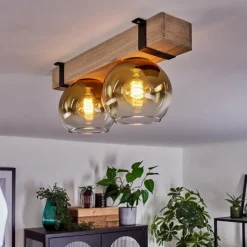 Lampes Dorées-hofstein Plafonnier - Verre Montgomery Écru, Noir, 2 lumières