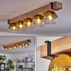 Lampes Dorées-hofstein Plafonnier - Verre Montgomery Écru, Noir, 5 lumières