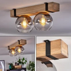 Suspension Verre Fumé-hofstein Plafonnier - Verre Montgomery Écru, Noir, 2 lumières