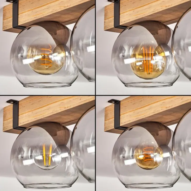 Suspension Verre Fumé-hofstein Plafonnier - Verre Montgomery Écru, Noir, 2 lumières