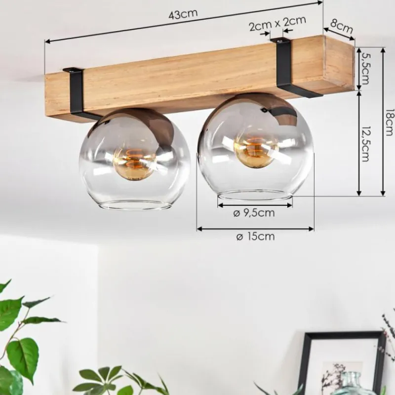 Suspension Verre Fumé-hofstein Plafonnier - Verre Montgomery Écru, Noir, 2 lumières