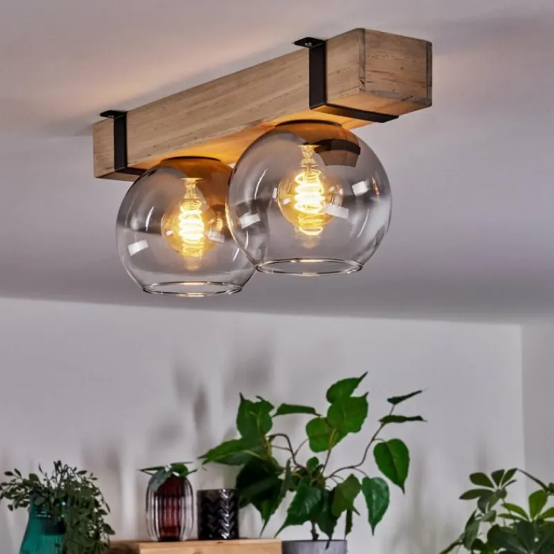 Suspension Verre Fumé-hofstein Plafonnier - Verre Montgomery Écru, Noir, 2 lumières