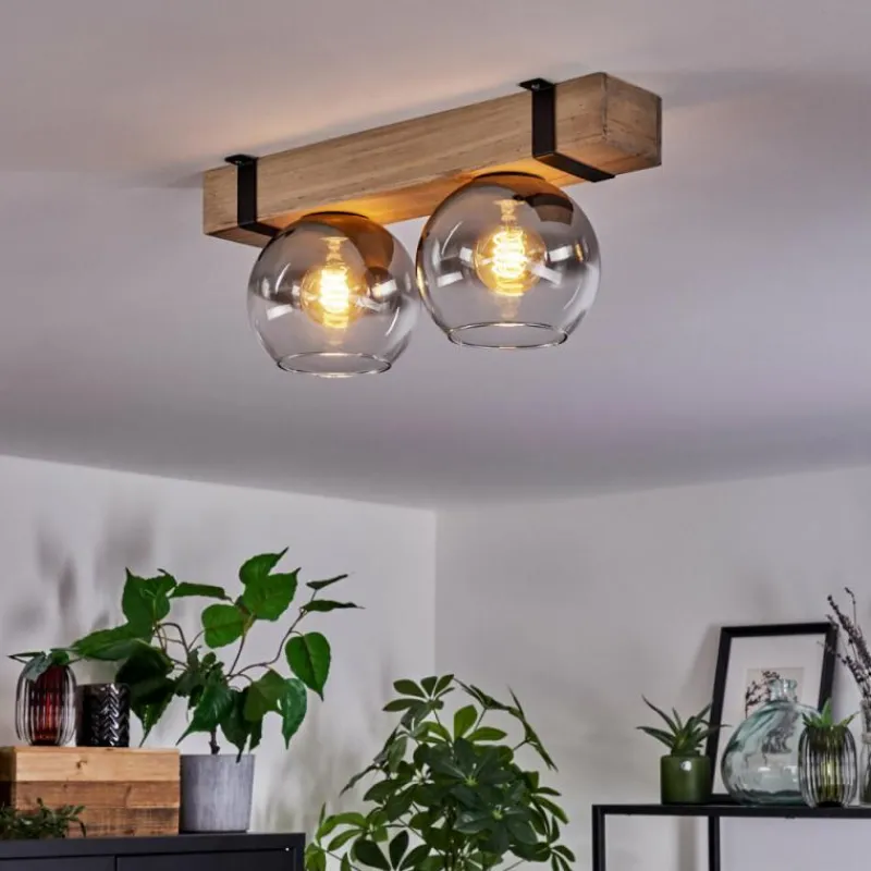 Suspension Verre Fumé-hofstein Plafonnier - Verre Montgomery Écru, Noir, 2 lumières