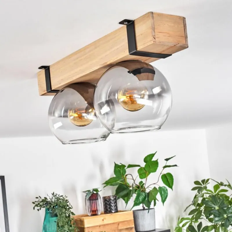 Suspension Verre Fumé-hofstein Plafonnier - Verre Montgomery Écru, Noir, 2 lumières