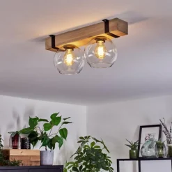 Lampes Industrielles-hofstein Plafonnier - Verre Montgomery Écru, Noir, 2 lumières