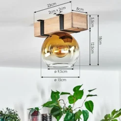 Lampes Dorées-hofstein Plafonnier - Verre Montgomery Écru, Noir, 1 lumière