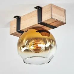 Lampes Dorées-hofstein Plafonnier - Verre Montgomery Écru, Noir, 1 lumière