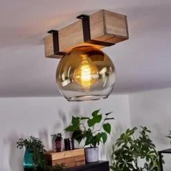 Lampes Dorées-hofstein Plafonnier - Verre Montgomery Écru, Noir, 1 lumière