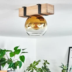 Lampes Dorées-hofstein Plafonnier - Verre Montgomery Écru, Noir, 1 lumière