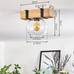 Lampes Industrielles-hofstein Plafonnier - Verre Montgomery Écru, Noir, 1 lumière