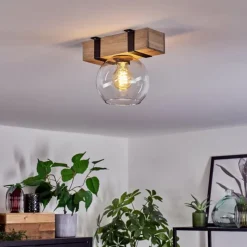 Lampes Industrielles-hofstein Plafonnier - Verre Montgomery Écru, Noir, 1 lumière