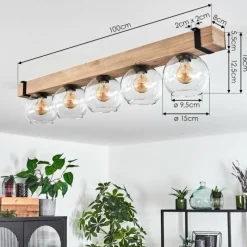 Lampes Industrielles-hofstein Plafonnier - Verre Montgomery Écru, Noir, 5 lumières