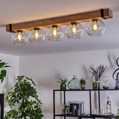 Lampes Industrielles-hofstein Plafonnier - Verre Montgomery Écru, Noir, 5 lumières