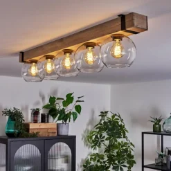 Lampes Industrielles-hofstein Plafonnier - Verre Montgomery Écru, Noir, 5 lumières