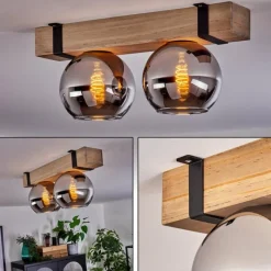 hofstein Plafonnier - Verre Montgomery Écru, Noir, 2 lumières