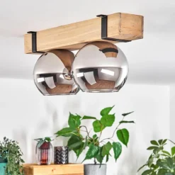 hofstein Plafonnier - Verre Montgomery Écru, Noir, 2 lumières