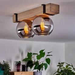 hofstein Plafonnier - Verre Montgomery Écru, Noir, 2 lumières