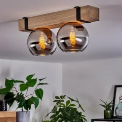 hofstein Plafonnier - Verre Montgomery Écru, Noir, 2 lumières