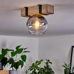 hofstein Plafonnier - Verre Montgomery Écru, Noir, 1 lumière