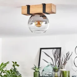 hofstein Plafonnier - Verre Montgomery Écru, Noir, 1 lumière