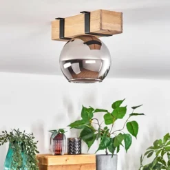 hofstein Plafonnier - Verre Montgomery Écru, Noir, 1 lumière