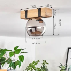 hofstein Plafonnier - Verre Montgomery Écru, Noir, 1 lumière