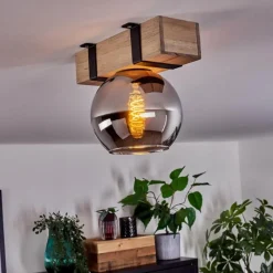 hofstein Plafonnier - Verre Montgomery Écru, Noir, 1 lumière