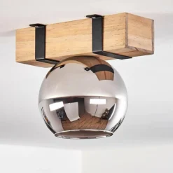 hofstein Plafonnier - Verre Montgomery Écru, Noir, 1 lumière