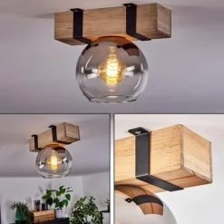 hofstein Plafonnier - Verre Montgomery Écru, Noir, 1 lumière