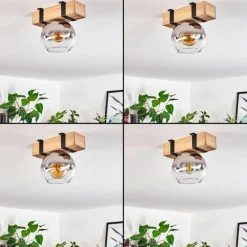 hofstein Plafonnier - Verre Montgomery Écru, Noir, 1 lumière