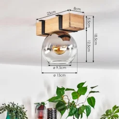 hofstein Plafonnier - Verre Montgomery Écru, Noir, 1 lumière