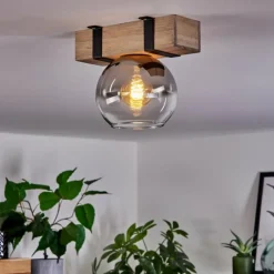 hofstein Plafonnier - Verre Montgomery Écru, Noir, 1 lumière