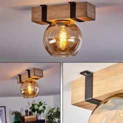 hofstein Plafonnier - Verre Montgomery Écru, Noir, 1 lumière