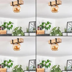 hofstein Plafonnier - Verre Montgomery Écru, Noir, 1 lumière