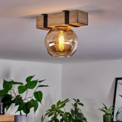 hofstein Plafonnier - Verre Montgomery Écru, Noir, 1 lumière