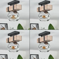 hofstein Plafonnier - Verre Montgomery Écru, Noir, 1 lumière